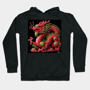 red crimson wood mexican quetzalcoatl dragon ecopop in render art Hoodie